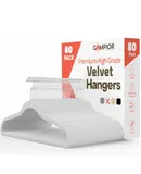 80-Pack White Velvet Hangers – Non-Slip Space-Saving Clothes Hangers with 360° Swivel Hook & Shoulder Notches – Heavy-Duty 10 lbs Capacity, Slim Design for Jackets, Suits & Dresses