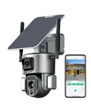 4K 4G LTE Cellular Security Camera Wireless Outdoor with Solar Panel Dual Lens, 360 View,10x Zoom, PIR Motion Detection, Human Tracking, Color Night Vision, Two-Way Talk IP66 Waterproof