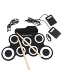 Electric Drum Set, 7-Pad Electronic Drum Set  Included, Roll-up Drum Pad For Kids, Great Holiday Xmas Birthday Gift -black/white