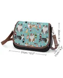 Australian Shepherd Blue And Red Merle Wine Cocktails Yappy Hour Pattern Dog Breed Vintage Crossbody Bag for Women Medium Leather Hobo Bags Shoulder Bag Classic City Leather Satchels
