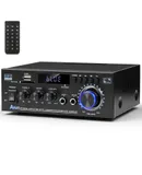 Stereo Audio Amplifier 2025 Upgraded AK45 Bluetooth Receiver for Home Stereo, 400W 2 Channel Wireless Bluetooth 5.0 Power Amplifier System with FM Radio, USB, SD Card, and Remote Control