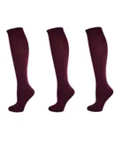 Classic Flat Knit Combed Cotton Knee High Socks in 3 pair pack