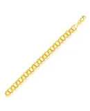8.0 mm 14k Yellow Gold Solid Double Link Charm Bracelet