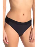 Pq Swim Midnight Gold Elastic Banded Teeny Low Rise Bikini Bottoms In Black