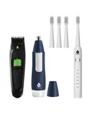 Pursonic GroomSmart Trio Bundle — USB Rechargeable Electric Toothbrush, Beard & Body Trimmer, and Nose & Ear Hair Trimmer for a Complete Grooming Experience