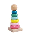 Melissa & Doug Rainbow Stacker Wooden Ring Educational Toy - Wooden Rainbow Stacking Rings Baby Toy, Stacker Toys For Infants And Toddlers-Macaron set