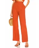 Monrow Linen Pleat Pant In Faded Rust