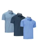 Mio Marino Designer Golf Polo Shirt 3 pack-Denim Blue, Navy, Sky Blue- 4XL