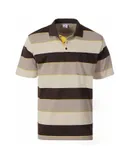 Gioberti Mens Wide Striped Polo Shirt - Contrasting Collar Short Sleeve Yarn Dye