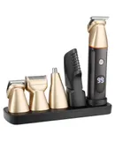 Men's 5 in 1 shaver, digital display full body wash razor nose hair cutter, barber styling electric clippers set