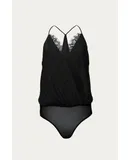 Lush Lace-Trimmed Bodysuit In Black