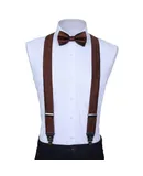 Mio Marino Men's Satin Strap Suspenders Bow Tie-Umber-60