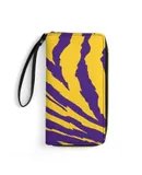 Purple And Gold Tailgate Swag - Claw Marks Wallet for Womens PU Leather Zip Around Wallers Clutch Wristlet Travel Long Purse