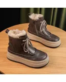 zukalun Snow boots, women's winter ankle boots, women's warm fleece boots, thickened shoes, zipper flat sneakers, outdoor boots