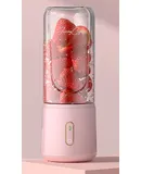 Juicer household small mini portable ready-to-squeeze juice machine multi-function wireless electric ice crushing cup 3.7V power version (12 blades)-pink