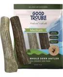Pets All-Natural Shed Premium Antler Dog Chews -North American Sourced Deer Antlers for Dental Health & Anxiety Relief Odor-Free & Non-Toxic Chew Toys for Dogs 2 Whole Antlers, Medium