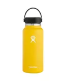 HYDRO FLASK Wide Mouth vacuum insulated stainless steel water bottle with leakproof closeable lid for cold water drinks, sports, travel, car and school-Yellow