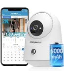 GENBOLT 2K Camara Vigilancia WiFi Interior Sin Cable con Batería 5000mAh, Pan/Tilt Camara Vigilancia Bateria, Detección De PIR, Bebé/Animal/Seguridad para El Hogar, Conexión Bluetooth