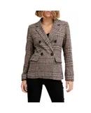 Belle & Bloom Women's Piccadilly Wool Blend Plaid Blazer in Oat