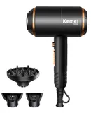 Professional Ionic Hair Dryer, Powerful and Fast Drying Low Noise Hair Dryer with 2 Poly Nozzles and 1 Diffuser Attachment for Home Salon and Travel