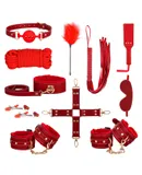 Sex Bondage BDSM Kit Restraints - UTIMI Upgrade 11PCS Sets with Adjustable Handcuffs Collar Ankle Cuff Blindfold Feather Tickler Adult Games Sex Toys for Men Women and Couples Foreplay | red