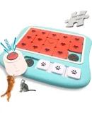 Lesure Large Cat Tunnel Bed for Indoor Cute Cat Donut Tunnel with Washable Circle Cushion, Round Pet Peekaboo Cave Toy for Kitten/Puppy/Rabbit, Blue