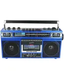 Supersonic Retro 4-Band Radio and Cassette Player with Bluetooth - Blue