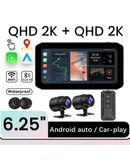 Hd 2K Wireless carplay Motorcycle Recorder GPS navigation tire pressure monitoring  T6A- Vehicle projection screen navigation