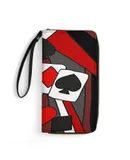 Artistic Fun Playing Cards Abstract Art Wallet for Womens PU Leather Zip Around Wallers Clutch Wristlet Travel Long Purse
