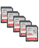 5x Sandisk Ultra 128GB SDXC UHS-I Class 10 Memory Card