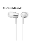 Sony MDR-EX155AP in-ear stereo call headset, compact and lightweight, for worry-free chatting, white