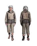 Insect & Pest Repellent Garments，4-Piece Net Suit, Full Body Jacket with Zippered Hood, Pants, Gloves & Foot Covers, Thickened Breathable Mesh, Adjustable Fit----XX-Large