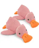 Outfany Calm Duck, The Mellow Dog Calming Duck Dog Toy, No Stuffing Cute Durable Fabric Duck with Soft Squeaker, Yellow Duck Dog Toy for Indoor Play (Pink*2)
