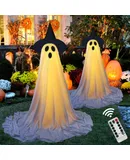 Outdoor Halloween Decorations, Indoor Halloween Party Decorations, Scary Ghost Decorations with Remote Control String Lights, Halloween Ghost Lights for Porch, Patio, Garden, Lawn-Hooded remote control usb