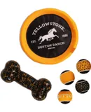 Yellowstone Official Merchandise Outdoor Toys Bundle Gift Set | 4 Squeaky Balls for Fetch, Frisbee Disc, and Durable Chew Bone for Dogs