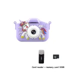 Children's digital camera HD children's mini camera toy, X10S purple HD dual camera 32G memory card + card reader