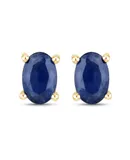 1.04 Carat Genuine Blue Sapphire 14k Yellow Gold Earrings