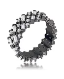 Hematite CZ Alternating Baguette Round Eternity Band