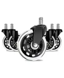 Office Chair Wheels Replacement PU Silent Glide Casters 5PCS 3INCH Diameter Wide Universal Fit for Gaming Chairs TV Rack / Large Loudspeaker Box / Camera Moving Frame Non-Marking Suitable For Hard