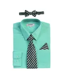 Gioberti Boy's Long Sleeve Dress Shirt + Stripe Tie, Bow Tie and Hanky
