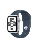 Apple Watch SE 2nd Generation (GPS) 40mm Silver Aluminum Case with Storm Blue Sport Band - S/M - Silver-MRE13LL/A