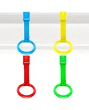 4PCS Baby Crib Pull Rings, Baby Bed Stand Up Rings, 4 Colors Baby Cot Hanging Ring, Walking Assistant Pull Up Ring for Infant Baby Toddler