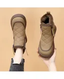 bulvbuting Snow boots, women's winter ankle boots, women's warm fleece boots, thickened shoes, zipper flat sneakers, outdoor boots