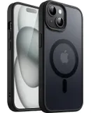 Funda Magnética para iPhone 15 Plus 6.7 Pulgadas Compatible con MagSafe, Carcasa Translúcida Mate Trasera Fina Antigolpes (Negro)