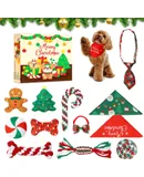 Dog Advent Calendar 12 Days Countdown to Christmas for Small Medium Dogs Xmas Gift Squeaky Toys Interactive Toy Bow Tie Chew Toy Set Christmas Bandana Surprise Gift for Puppy