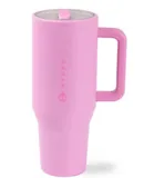 HydroJug Traveler - 32 oz Water Bottle with Handle & Flip Straw - Fits in Cup Holder, Leak Resistant Tumbler-Reusable Insulated Stainless Steel & Rubber Base-purple