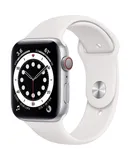 Apple Watch Series 6 (GPS + Cellular, 44mm) - Silver Aluminum Case with White Sport Band (Renewed)