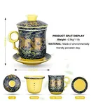 Chinese Dragon Pattern Tea-Mug with Strainer Infuser and Lid and Saucer Ceramic Tea Mug Convenient System Chinese Porcelain Personal Tea Cup 13.5 oz(380ml) - yellow golden dragon