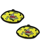 World's Tuffest Soft Dog Toy-Ultimate Odd Ball-Multiple Layers. Made Durable, Strong & Tough. Interactive Play (Tug, Toss & Fetch). Machine Washable & Floats. (Regular 2 Pack, Yellow Bone)