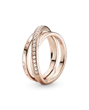 Anillo Pandora De Banda Triple Cruzado Recubrimiento En 14K 189057C01 | Joyería De Lujo Para Mujer | Ideal Para Regalo Elegante | Compatible Con Charms Pandora